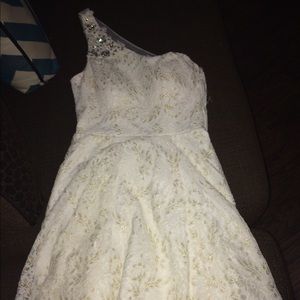 Off White creamy one shoulder dress